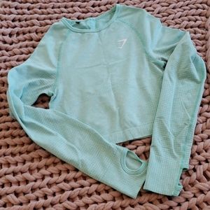 Gymshark Vital Seamless Crop Top Turquoise Marl